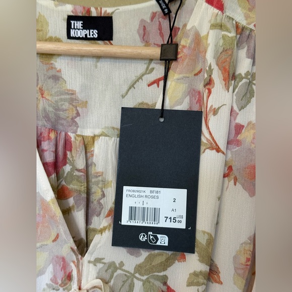 The Kooples Pink Floral Silk Ruffle Maxi Dress Luxury New Size 2 Medium $715 - Picture 8 of 12